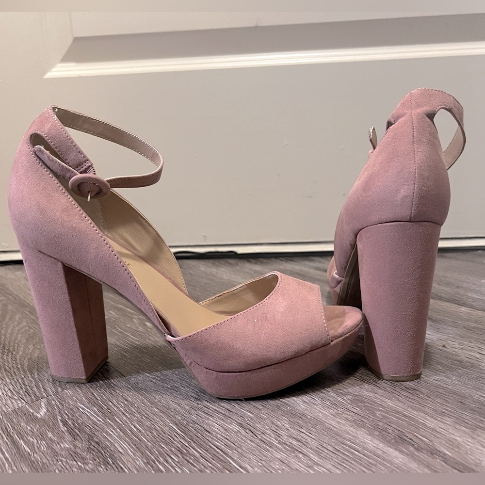Blush Suede Sun + Stone Peep Toe Heels Sz 10.5